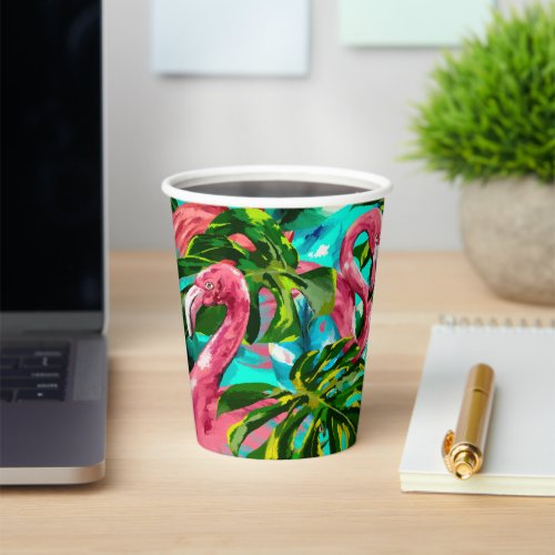 Pink Flamingo tropical  PARTY Paper Cups