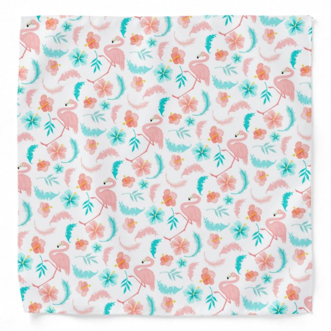 Pink Flamingo Tropical Pattern Bandana (Front)
