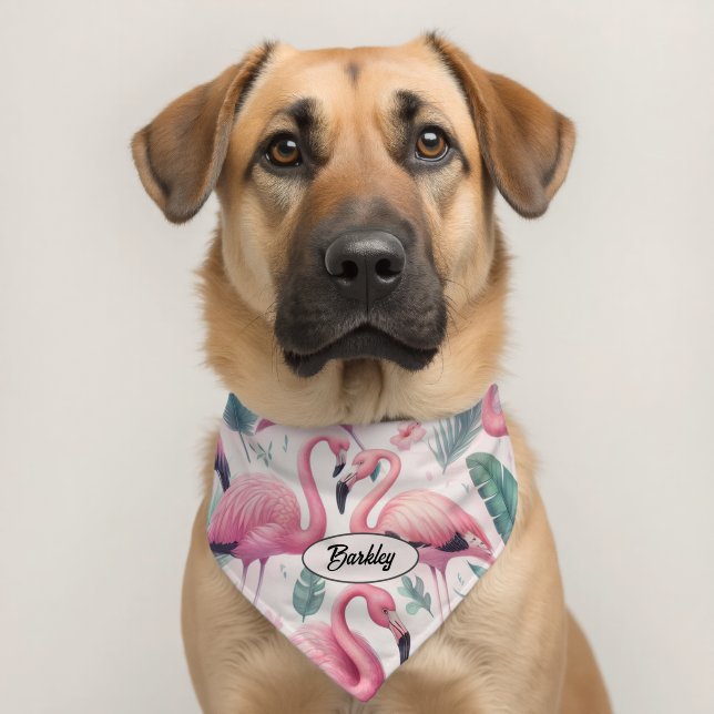 Pink Flamingo Tropical Pet Bandana Collar (Dog 2)