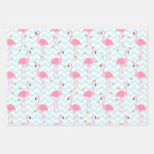 Pink Flamingo Tropical Spotty Pattern Wrapping Paper Sheets (Front 3)