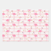 Pink Flamingo Tropical Spotty Pattern Wrapping Paper Sheets (Front)