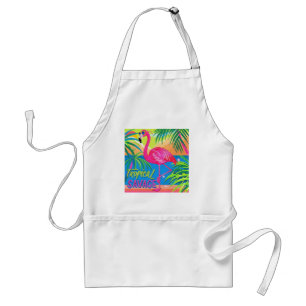 Pink flamingo Tropical  standing on one leg Adult Apron
