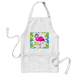 Pink flamingo Tropical standing on one leg Adult Apron