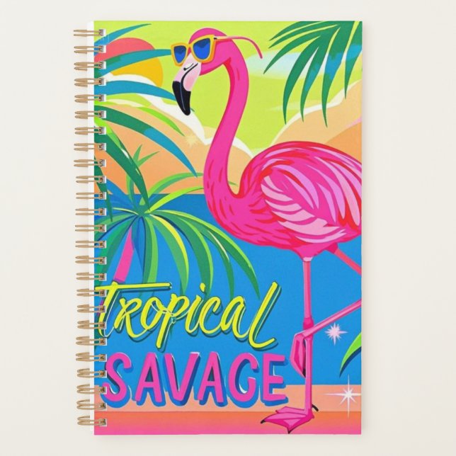 Pink flamingo Tropical  standing on one leg Planner (Front)