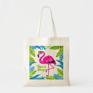 Pink flamingo Tropical standing on one leg Tote Bag