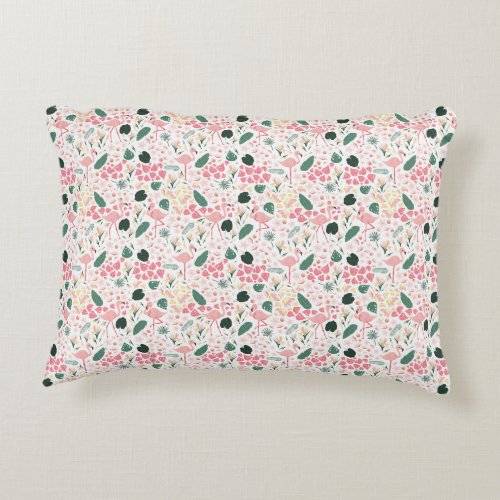 Pink Flamingo Tropical Summer Accent Pillow