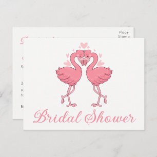 Pink Flamingo Tropical Summer Beach Bridal Shower Invitation Postcard