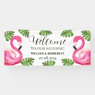 Pink Flamingo Tropical Summer Beach Wedding Banner