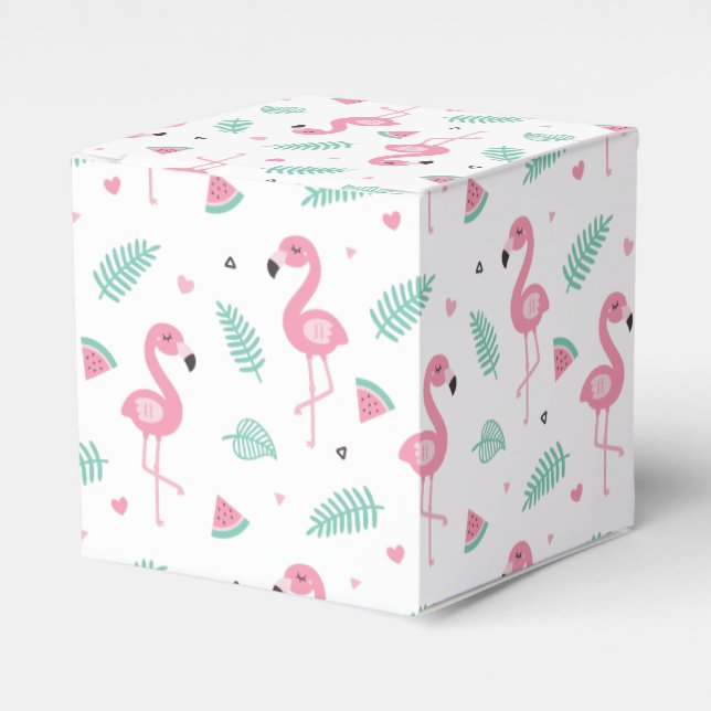 Pink Flamingo Tropical Summer Vibes Party Favors Favor Boxes (Front Side)