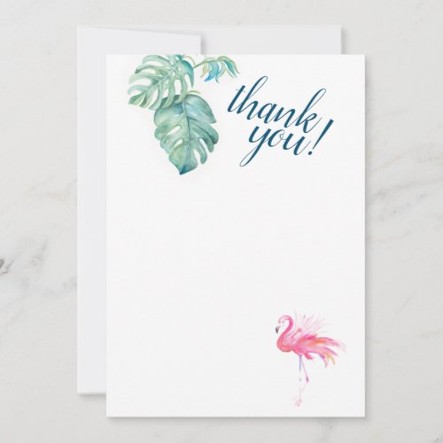 Pink Flamingo Tropical Thank You Note Card