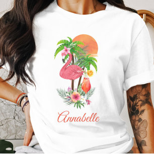 Pink Flamingo Tropical Vacation T-Shirt