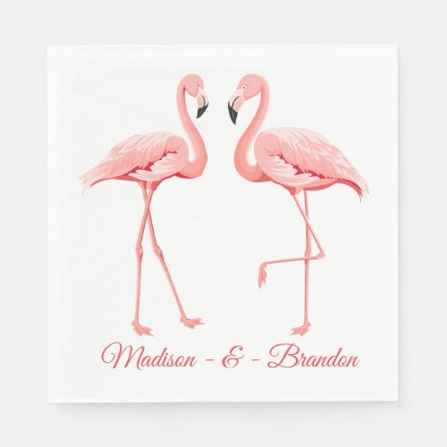 Pink Flamingo Tropical Wedding Bridal Shower Luau Napkins