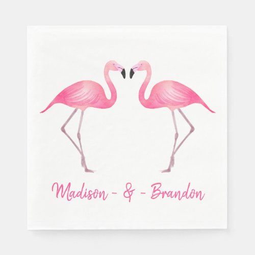 Pink Flamingo Tropical Wedding Bridal Shower Luau Napkins