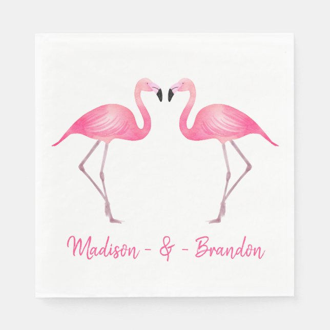 Pink Flamingo Tropical Wedding Bridal Shower Luau Napkins (Front)