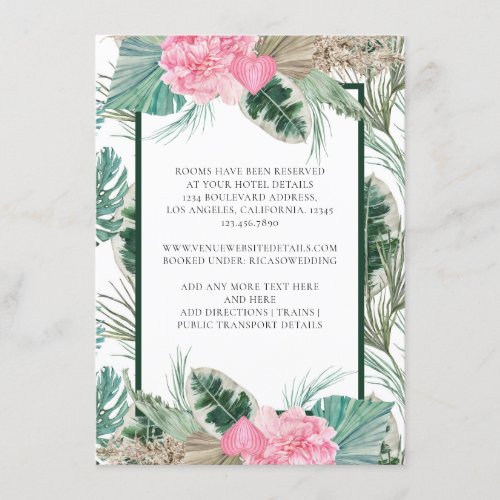 Pink Flamingo Tropical Wedding Details Enclosure Card