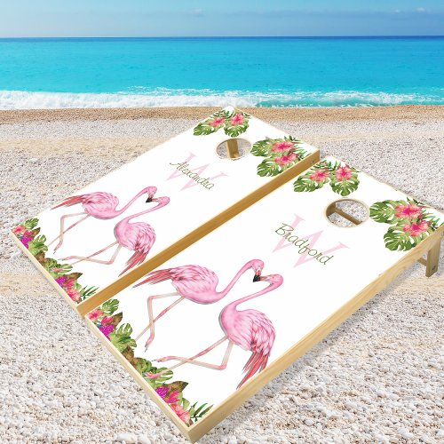  Pink Flamingo Tropical Wildlife  Cornhole Set