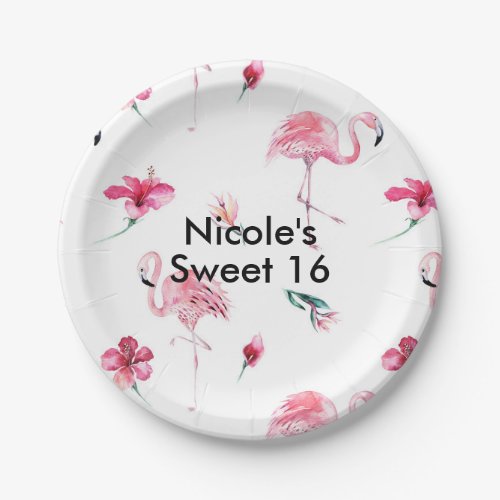 Pink Flamingo Tropics Tropical Summer Party Paper Plates