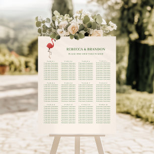 Pink Flamingo Tropics Wedding Seating Chart Sign, Foam Board