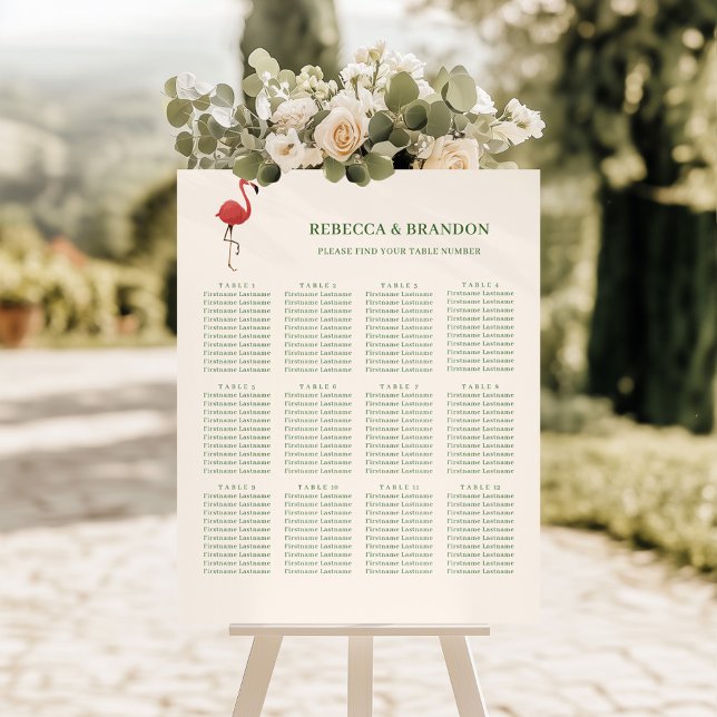 Pink Flamingo Tropics Wedding Seating Chart Sign, Foam Board (Creator Uploaded)