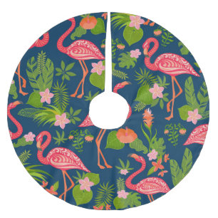 Pink Flamingo: Turquoise Striped Vintage Brushed Polyester Tree Skirt