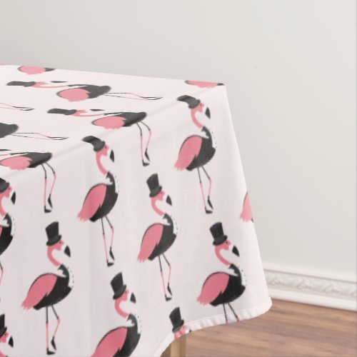 Pink Flamingo Tuxedo Fun Animal Tablecloth