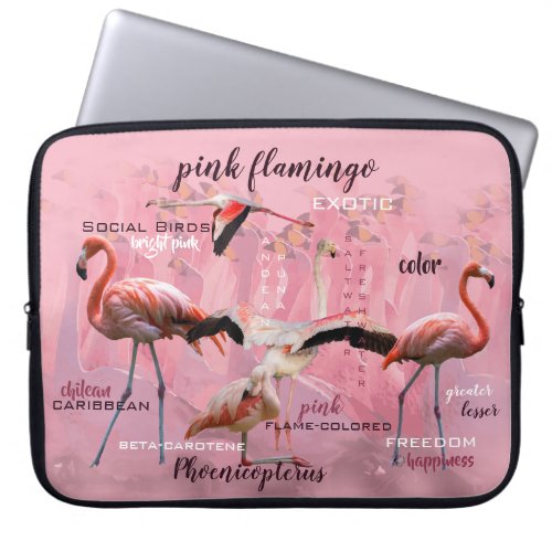 Pink Flamingo Typography  Customized Laptop Sleeve