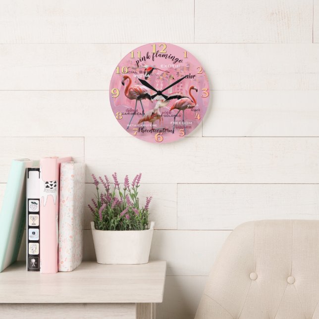 Pink Flamingo Typography | Customized Large Clock (Reading Room)