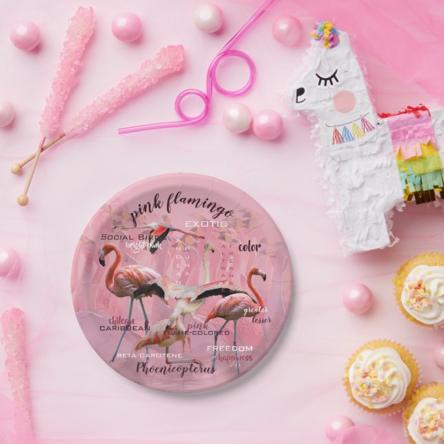 Pink Flamingo Typography | Customized Paper Plates (Party)