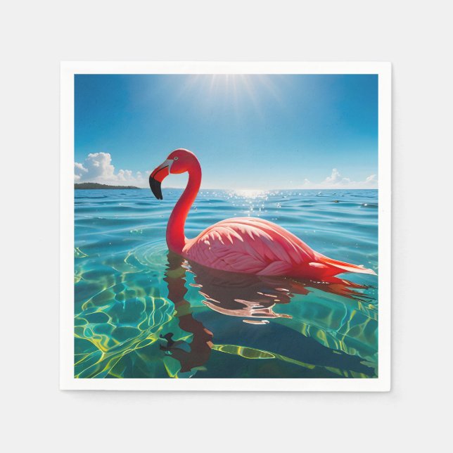 Pink Flamingo Under The Sky Napkins (Front)