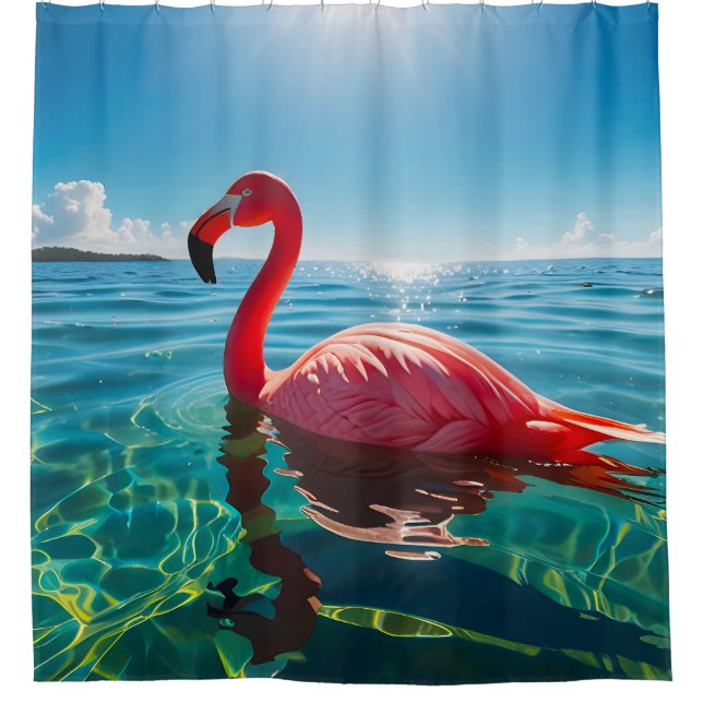 Pink Flamingo Under The Sky Shower Curtain (Front)