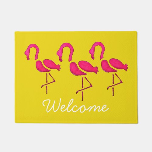 Pink flamingo unique pop art doormat