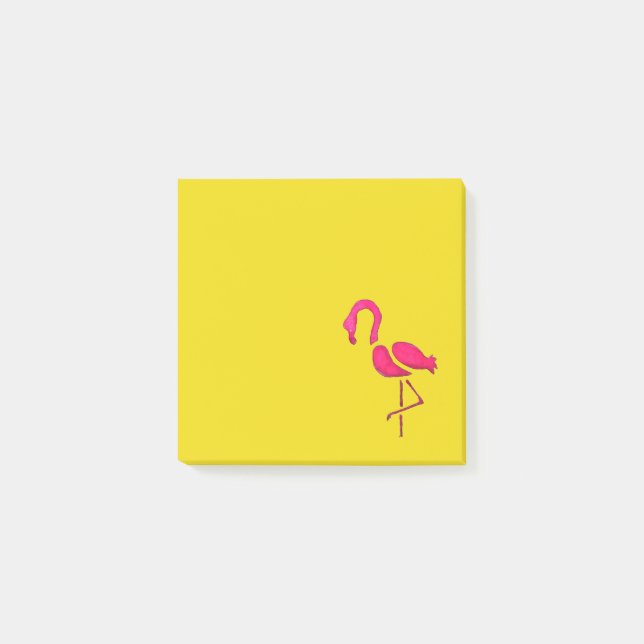 Pink flamingo unique pop art post-it notes (Front)