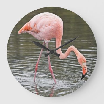 Pink Flamingo Wall Clock by LPFedorchak at Zazzle