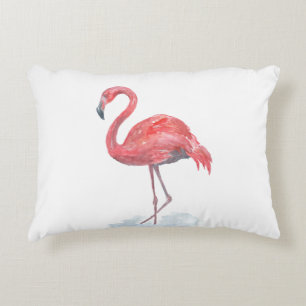 Pink Flamingo, watercolor . Accent Pillow