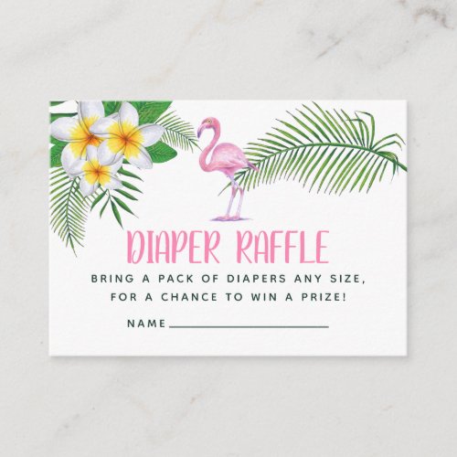 Pink Flamingo Watercolor Baby Shower Diaper Raffle Enclosure Card