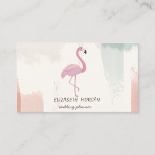 Pink Flamingo, Watercolor Brush Stroke Business Card