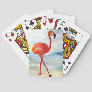 Pink Flamingo Watercolor Classic Playing Cards