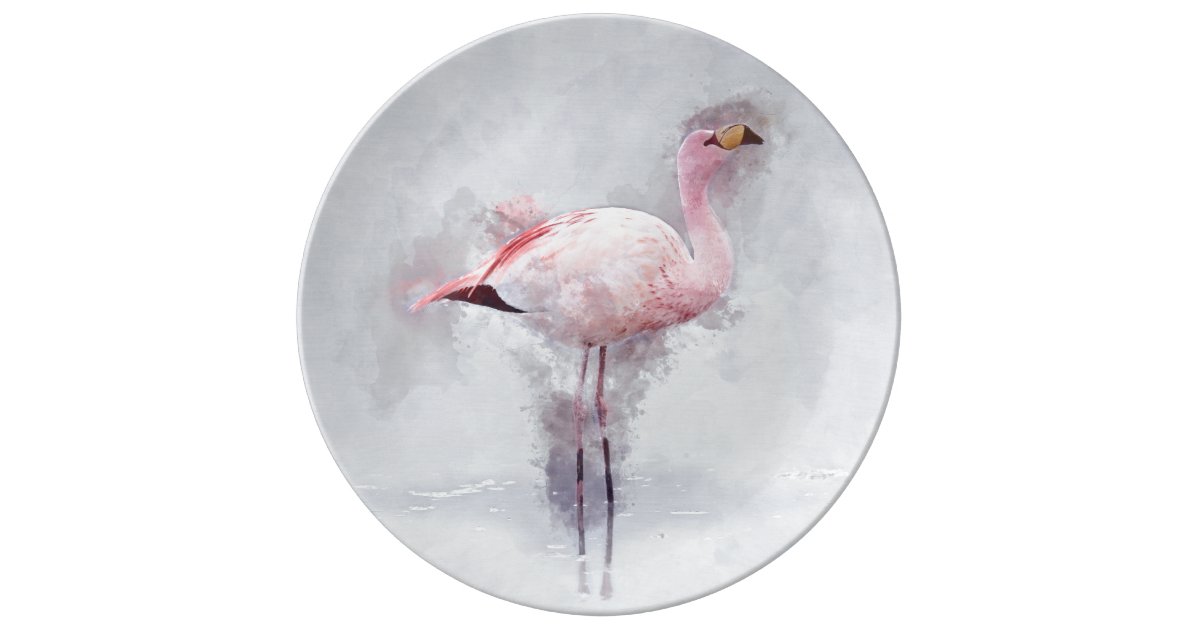 Pink Flamingo Watercolor Dinner Plate Zazzle Com