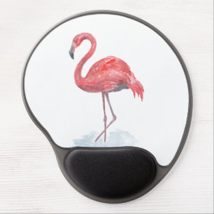 Pink Flamingo, watercolor . Gel Mouse Pad