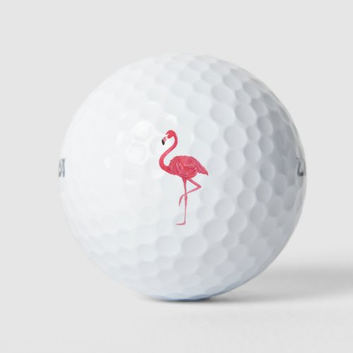 Pink Flamingo Watercolor Illustration Golf Balls