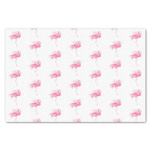 Pink Flamingo Watercolor Pattern Beach Tissue Paper