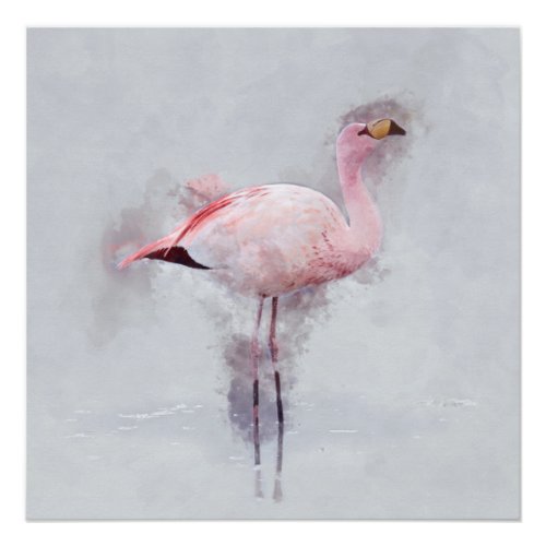Pink Flamingo Watercolor Poster