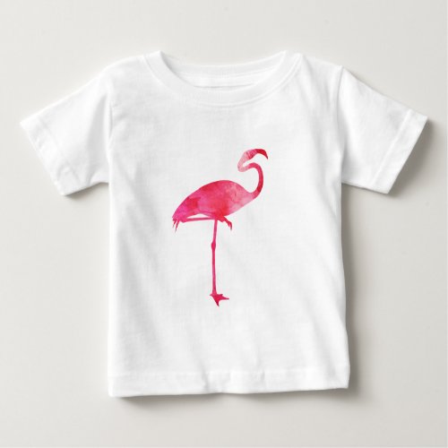 Pink Flamingo Watercolor Silhouette Florida Birds Baby T_Shirt