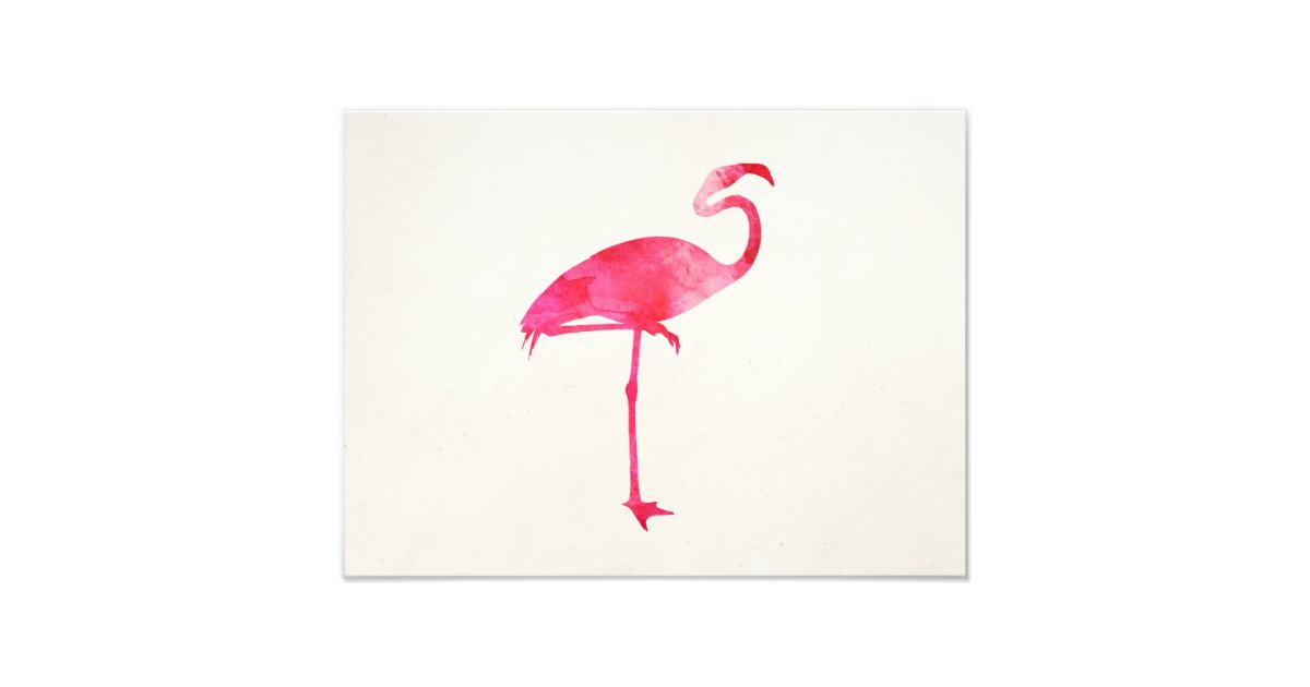 Pink Flamingo Watercolor Silhouette Florida Birds Photo Print