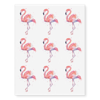Pink Flamingo Watercolor Temporary Tattoo