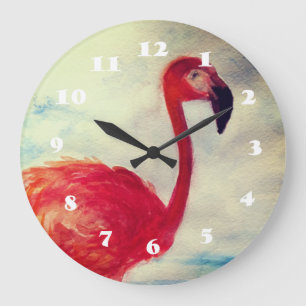 Pink Flamingo Watercolor Wall Clock