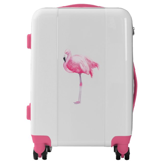Pink Flamingo watercolors Illustration Luggage (Front)