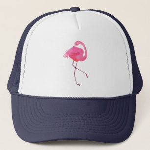 Pink Flamingo Watercolors Illustration Trucker Hat