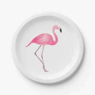 Pink Flamingo Wedding Bridal Shower Tropical Luau Paper Plates