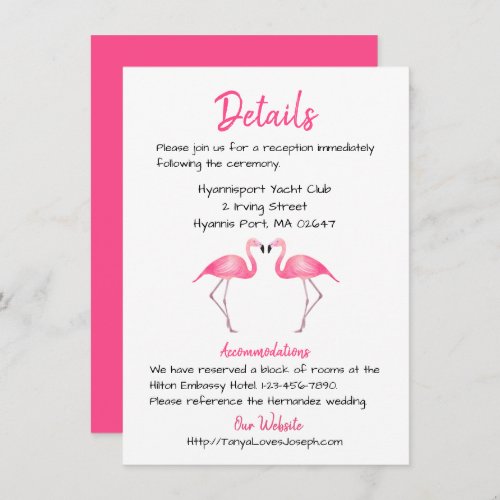 Pink Flamingo Wedding Details Tropical Summer Luau Invitation